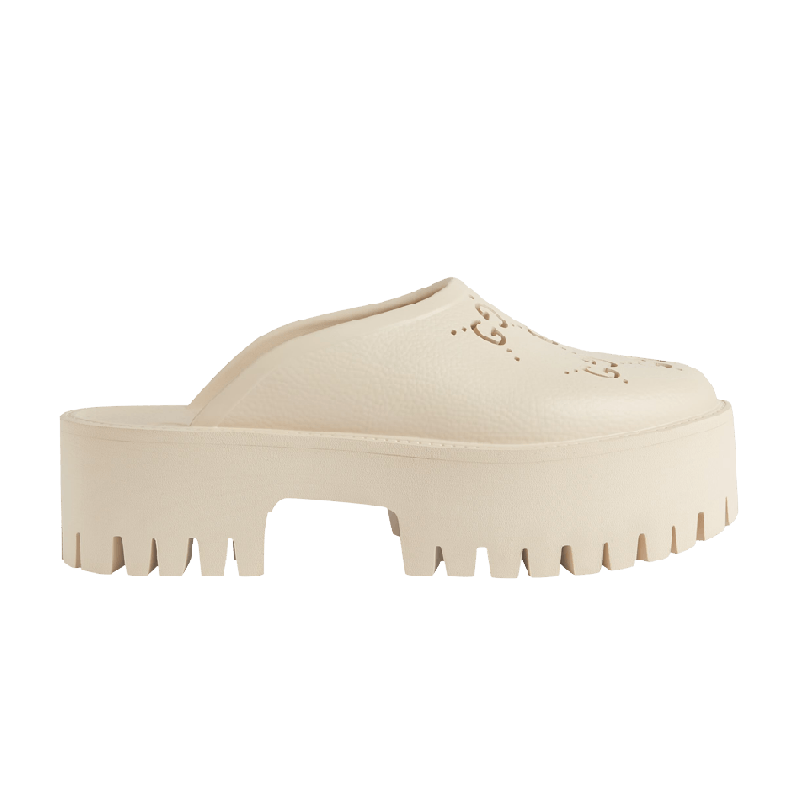 Gucci Wmns Platform Perforated G Sandal 'White Rubber'